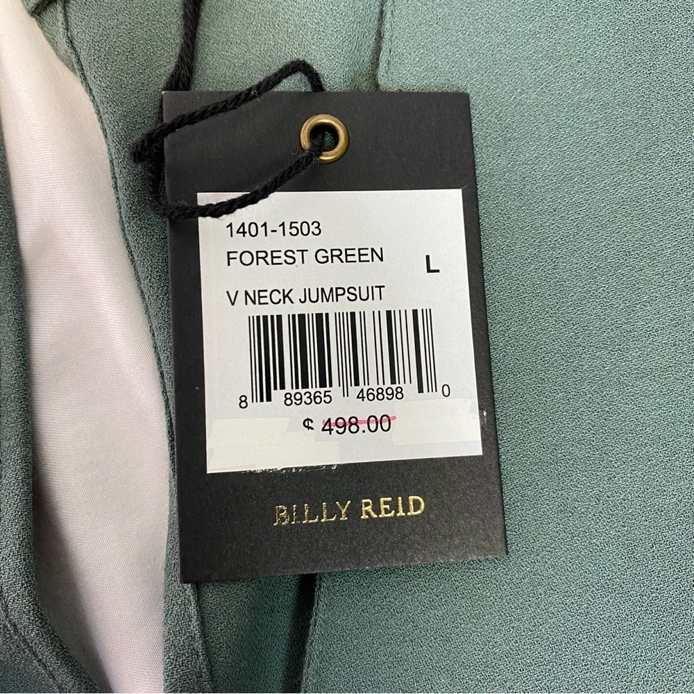 Billy Reid Long Sleeve V-Neck Jumpsuit in Forest Green - Picture 8 of 14